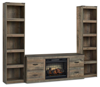 Trinell - 3-Piece Entertainment Center With Electric Fireplace - Brown