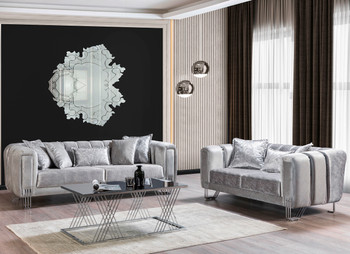 ZURICH Silver Luxury Sofa & Loveseat