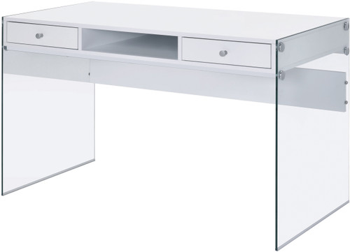 AITZA White 47" Wide Glossy White Writing Desk