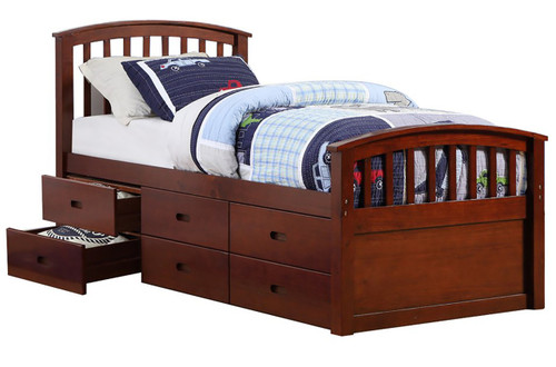 MARLOWE Dark Cappuccino Twin 6-Drawer Captains Bed