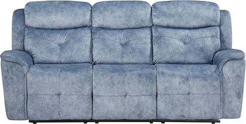 RENAULT Silver Blue 84" Wide Reclining Sofa
