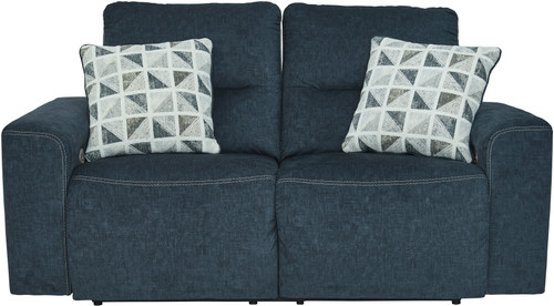 MARKSTON Denim Blue 74" Wide Power Reclining Loveseat