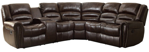 Cameren Dark Brown Bonded Reclining Sectional Left Console Cameren Dark Brown Bonded Reclining Sectional Left Console