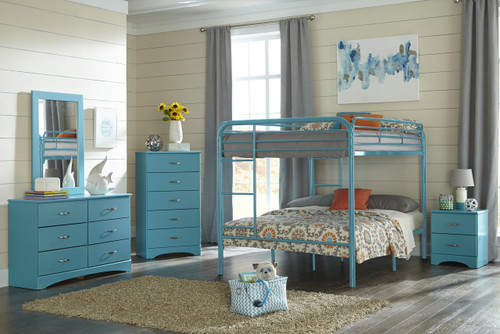 Lily Turquoise 5 Piece Full Bunkbed Set