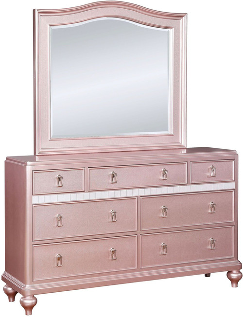 AUBRIANA Rose Gold Dresser & Mirror