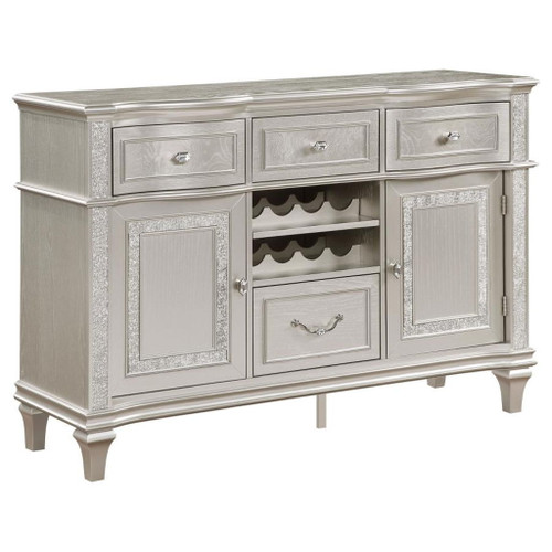 Evangeline - 4-Drawer Sideboard Server With Faux Diamond Trim - Silver Oak