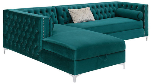 EMILY Teal 107" Wide Sectional with Hidden Storage