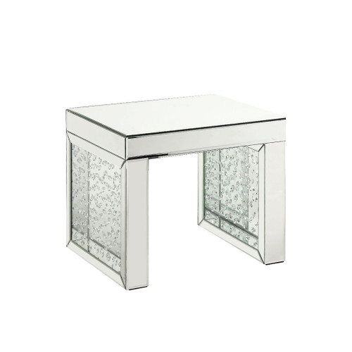 Nysa - 16" Accent Table - Mirrored & Faux Crystals Inlay