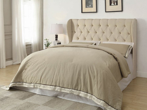 SUSETE Beige King Headboard Bed