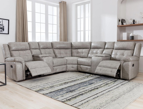 OMEGA Light Gray 110" Wide Reclining Sectional