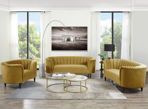 GONZO Yellow Velvet Living Room Set