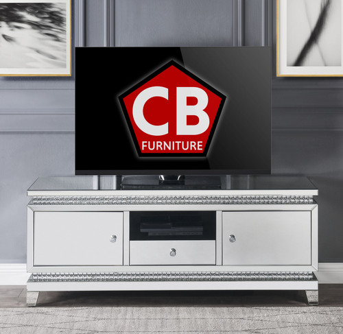 SCARLETA Mirrored 59" Wide TV Stand with LED Lights