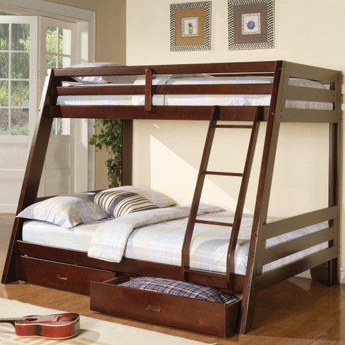 George Cappuccino Twin over Full Bunk Bed with Drawers