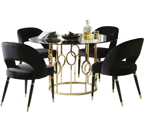 Serilda Black & Gold 5 Piece Dining Set