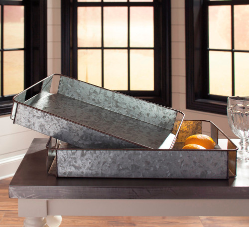 RAYMOND Galvanized Metal 19" Wide Tray Pair