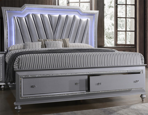 Priscilla Silver Lighted Storage Bed