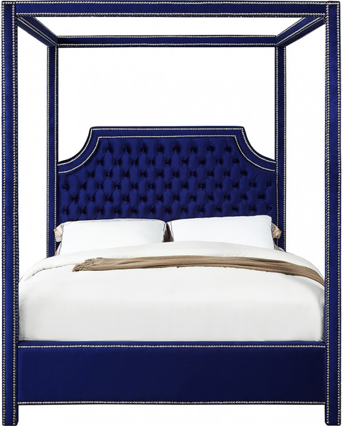 VALENCIA Blue Velvet Canopy Bed