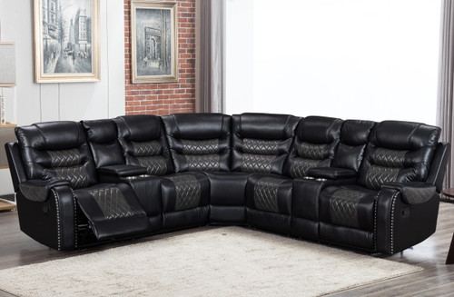 AVIATOR Black 115" Wide Reclining Sectional