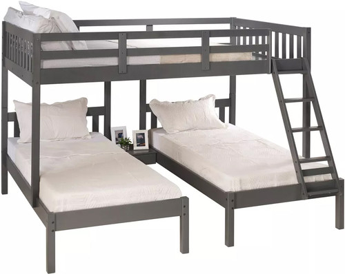 GADSEN Dark Gray Full over Double Twin Bunkbed