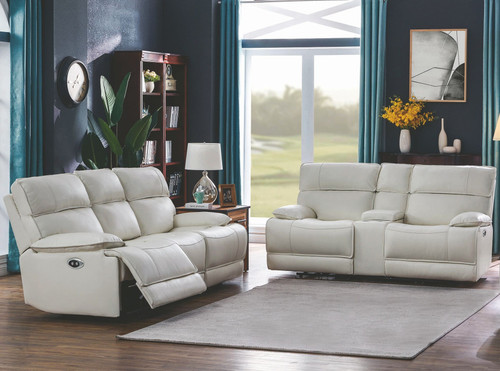 HIDDEN HILLS White Reclining Livingroom Set with Power Headrests