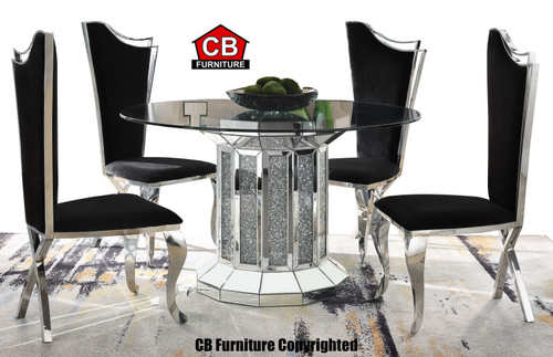 Baquet 2 Glam Mirrored 5-PC Dining Set