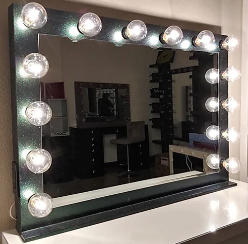 GLITTER Iridescent Black 42" Wide Vanity Mirror