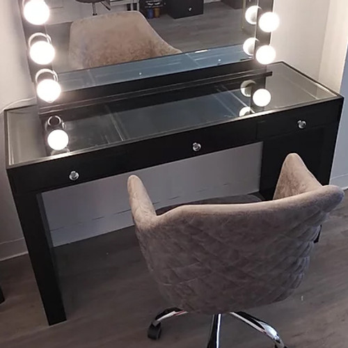 CELENE Black 54" Wide Mirror Writing Desk