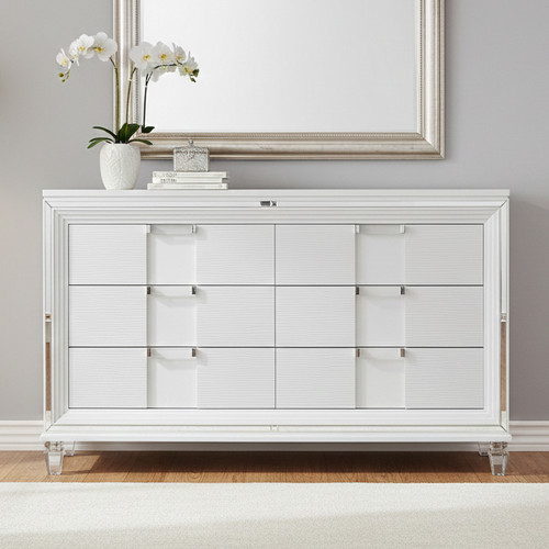 LEACREST White 67" Wide x 41" Height Dresser