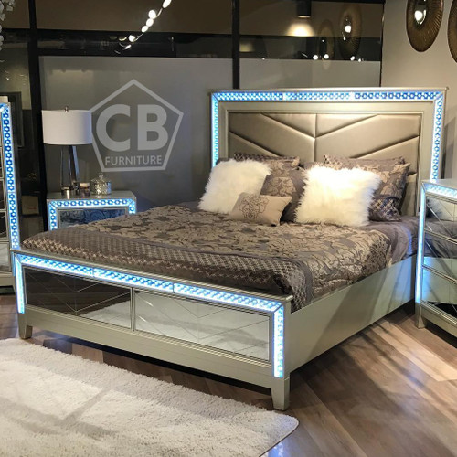  RAIK Mirror LED Bed with Drawers