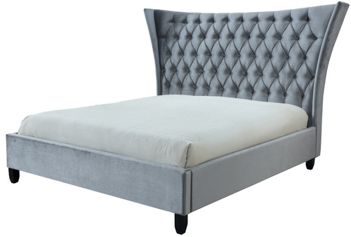 Belline Gray Platform Fabric Bed