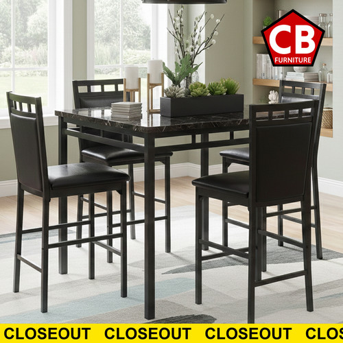 SIXTA Black 5 Piece Counter Height Set