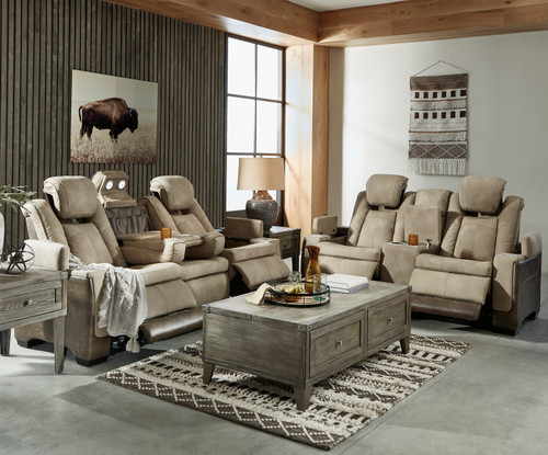 ALAMOS Brown Power Reclining Sofa & Loveseat