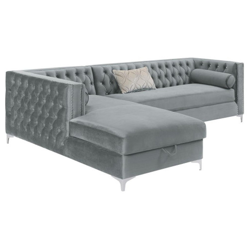 Bellaire - Button-Tufted Upholstered Sectional - Silver