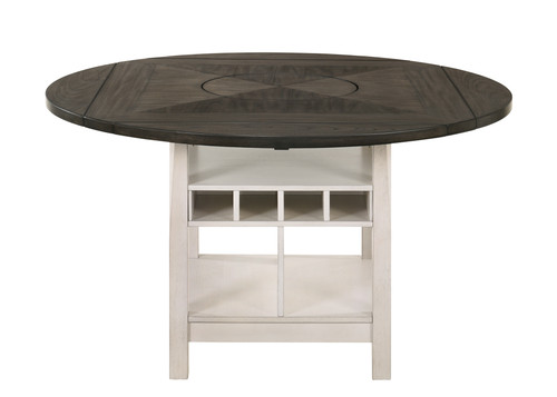 MANNA White & Gray 60" Wide Counter Height Table with Lazy-Susan