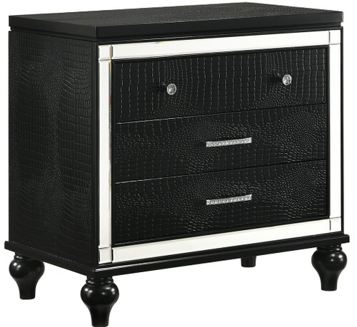 STRADA Black Alligator Texture 31" Wide Nightstand