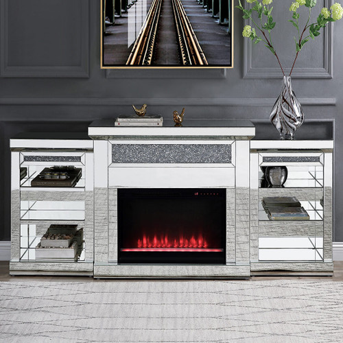DEALEY Mirrored 77" Wide Fireplace