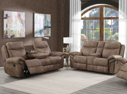 SNIDER Brown Reclining Sofa & Glider Loveseat