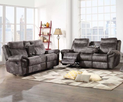 SNIDER Gray Reclining Sofa & Glider Loveseat