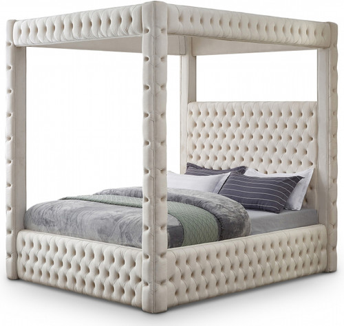 ARITZEL Cream Velvet Canopy Platform Bed