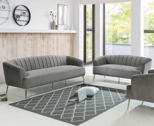 TULUM Gray Velvet Livingroom Set