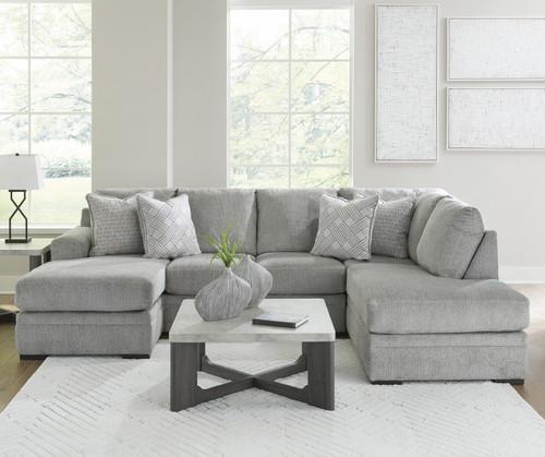 CENTERFIELD Gray 125" Wide Double Chaise Sectional