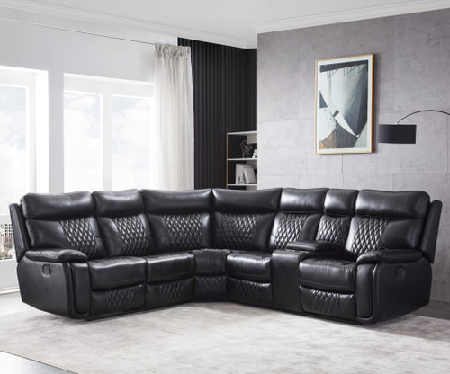 STORMER Black 100" Wide Reclining Sectional
