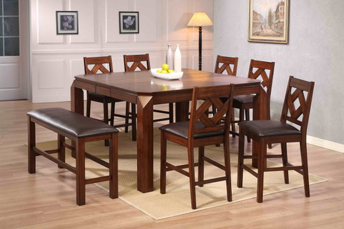 Diamond Cherry 8 Piece Counter Height Set with Bench