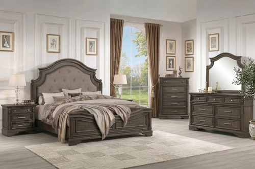 BRUNAI Antique Gray 7 Piece Bedroom Set