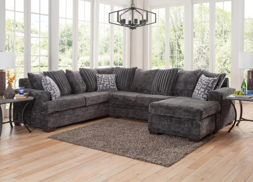 Galactic Charcoal 124" Wide 3 Piece Sectional