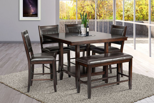 D2320 - Counter Height Table + 4 Chair + Bench Set