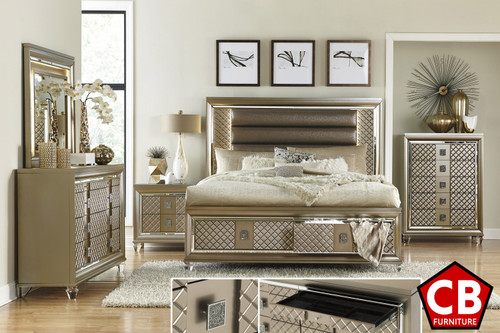 SATTEVA Champagne Gold Storage Bedroom Set