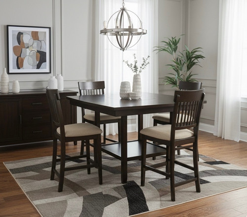 ZALFARI 54" Wide 5 Piece Counter Height Set with Lazy Susan