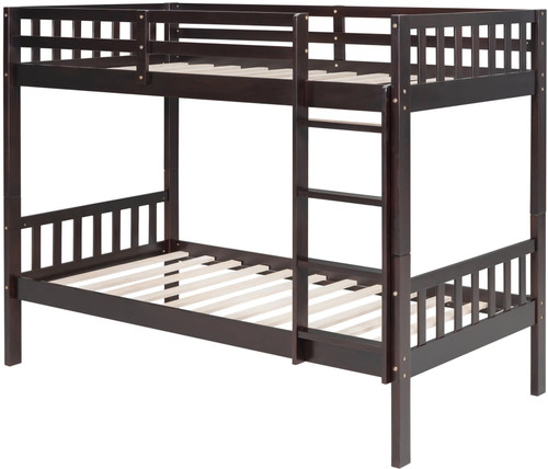 BRETT Dark Brown Twin over Twin Bunk Bed