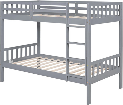 BRETT Gray Twin over Twin Bunk Bed